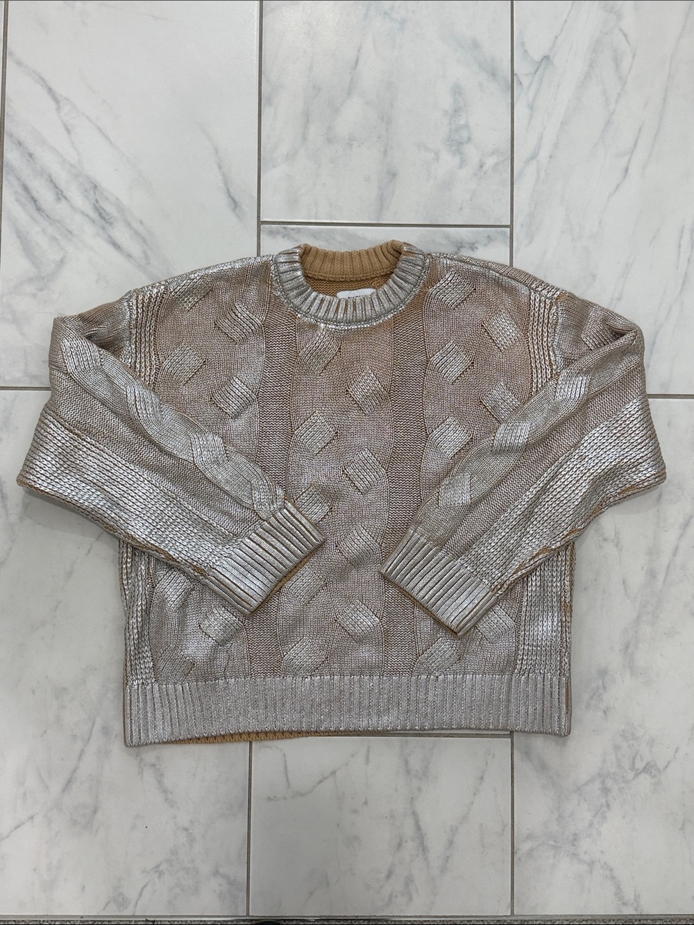 Pistola Everly Metallic Cable Knit Sweater Gilded Castle S